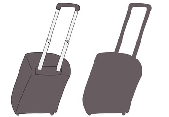 キャリー　旅行　趣味　イラスト　濃い灰色　2セット　線画　シークレット　色違い