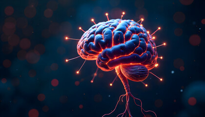 Futuristic Glowing Brain with Neural Connections Representing Artificial Intelligence