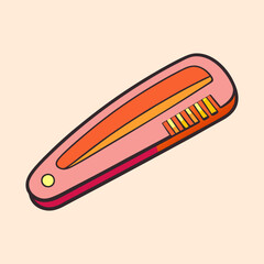 Retro Illustration of a Hair Clip with Orange and Pink Tones