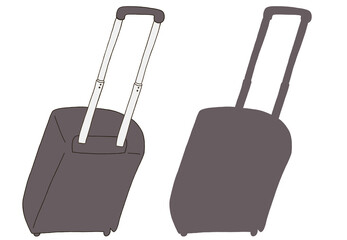 キャリー　旅行　趣味　イラスト　濃い灰色　2セット　線画　シークレット　色違い