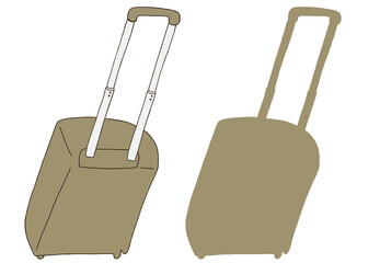 キャリー　旅行　趣味　イラスト　黄土色　2セット　線画　シークレット　色違い