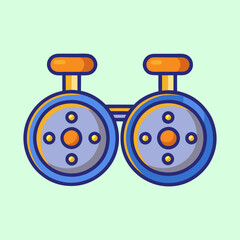 Vector Graphic of Steampunk Style Goggles with Bright Colors and Thick Outline