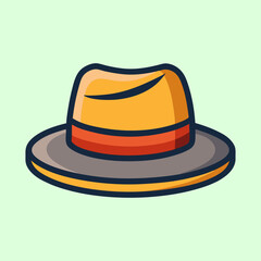 Stylized vector illustration of a fedora hat with a bright color scheme