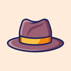 Purple Fedora with Yellow Ribbon isolated on a Plain Background Digital Art
