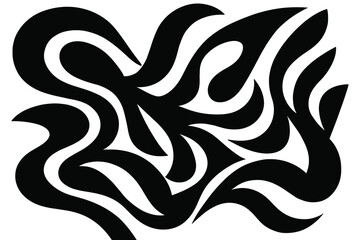 Abstract black and white organic swirling shape design