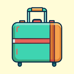 Illustration of a colorful suitcase with wheels and an extendable handle
