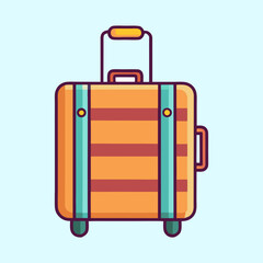 Stylized Illustration of a Suitcase with Retractable Handle and Wheel Supports