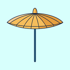 Obraz premium An illustration of a simple parasol with blue frame and light background