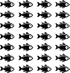 Black fish pattern on white background black and white