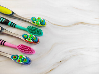 Beautiful colorful plastic toothbrushes for brushing teeth