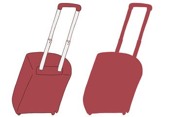キャリー　旅行　趣味　イラスト　濃い赤　2セット　線画　シークレット　色違い