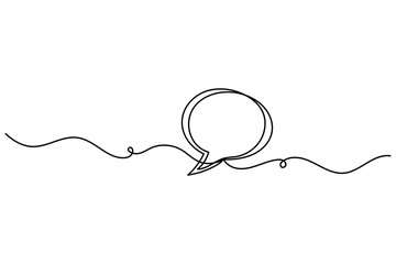 Speech bubble continuous one line drawing of isolated outline vector illustrations