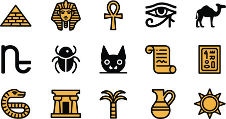 Naklejka premium egypt themed icons set