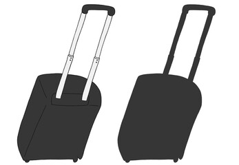 キャリー　旅行　趣味　イラスト　黒　2セット　線画　シークレット　色違い