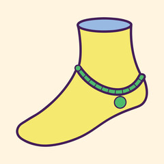 Stylized foot with an anklet and blue trim around the top