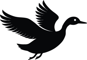 duck in flight  black silhouette vector,pintail duck flying  icon illustration