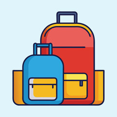 Two backpacks ready for school or travel one blue and one red