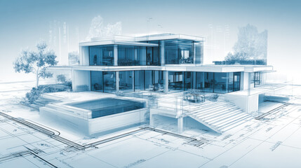 Modern architectural design of a luxury home with an innovative blueprint layout