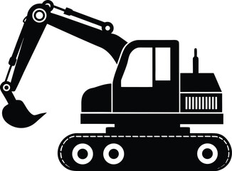 excavator black silhouette vector illustration,excavator icon