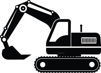 excavator black silhouette vector illustration,excavator icon