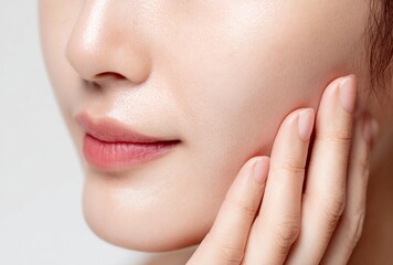 Obraz premium Close-Up of Radiant Asian Woman – Natural Skincare and Beauty Glow