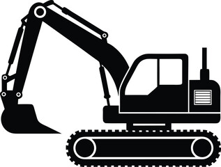 excavator black silhouette vector illustration,excavator icon