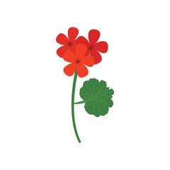 Vibrant Red Geranium Flat Color Icon: Garden & Balcony Flower Symbol