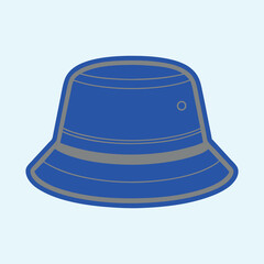 Fototapeta premium Vector Illustration of a Blue Bucket Hat with Grey Accents on Sky Blue