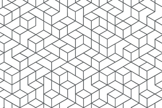 Abstract geometric pattern of intersecting lines and cubes