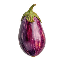 Whole fresh eggplant on transparent background
