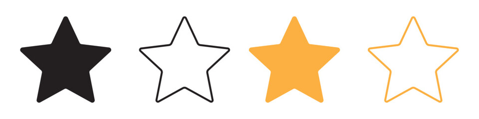 Stars icons in linear flat design. Star vector icon black and yellow color, isolated. Vector illustration