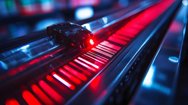 Scanning device reads barcode with bright red light