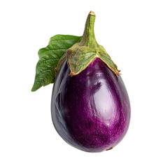 Whole fresh eggplant on transparent background