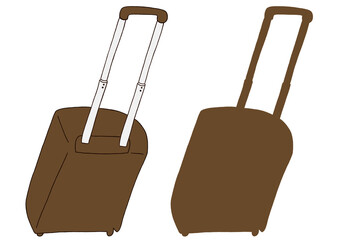 キャリー　旅行　趣味　イラスト　茶色　2セット　線画　シークレット　色違い