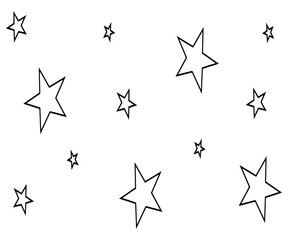 Ensemble d'étoiles mélangées avec contours noirs