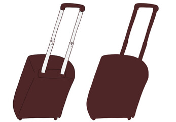 キャリー　旅行　趣味　イラスト　こげ茶色　2セット　線画　シークレット　色違い