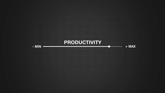 Productivity and efficiency concept. Business adjusting virtual slider from min to max, process to increase productivity and efficiency. The concept of business Productivity added
