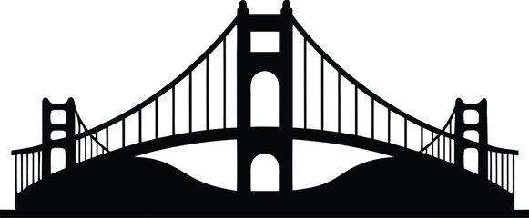 Golden gate bridge   black silhouette vector illustration,Golden gate bridge    icon