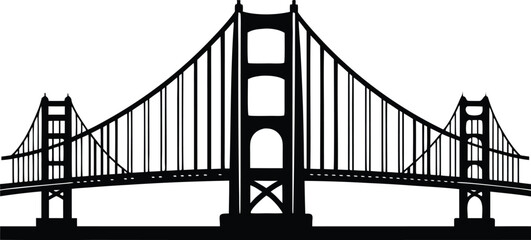 Golden gate bridge   black silhouette vector illustration,Golden gate bridge    icon