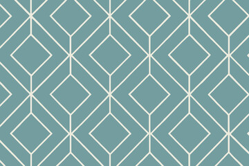 Geometric diamond pattern teal and white wallpaper design