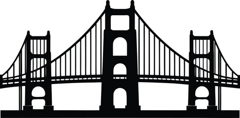 Golden gate bridge   black silhouette vector illustration,Golden gate bridge    icon