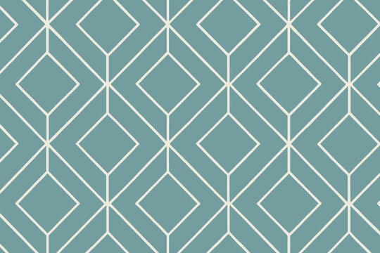 Geometric diamond pattern teal and white wallpaper design
