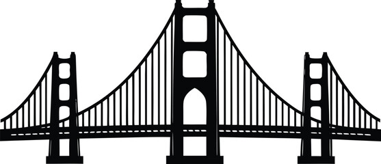 Golden gate bridge   black silhouette vector illustration,Golden gate bridge    icon
