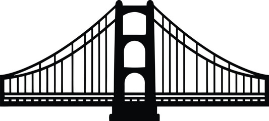 Golden gate bridge   black silhouette vector illustration,Golden gate bridge    icon