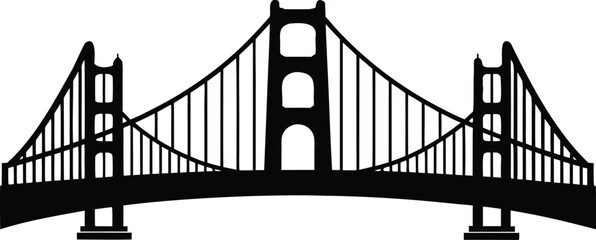 Golden gate bridge   black silhouette vector illustration,Golden gate bridge    icon