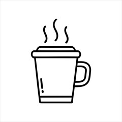 A cup of coffee with steam rising from it. The steam is coming out of the top of the cup
