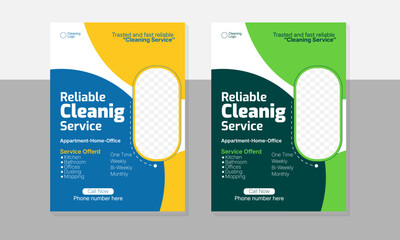 Vector Cleaning Company Promotional Flyer Design -A4 Size Template
