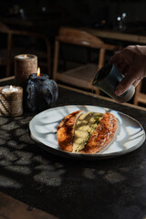 food served in luxurious antient background