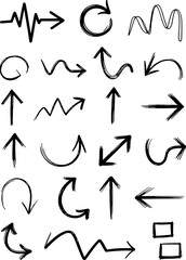 Hand drawn arrow collection with various directional symbols pointer graphic