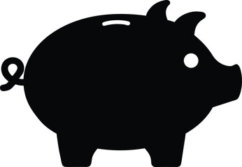 Piggy bank black silhouette vector,Piggy bank icon vector